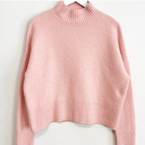 & Other Stories Cropped Mock Neck Sweater in Light Pink